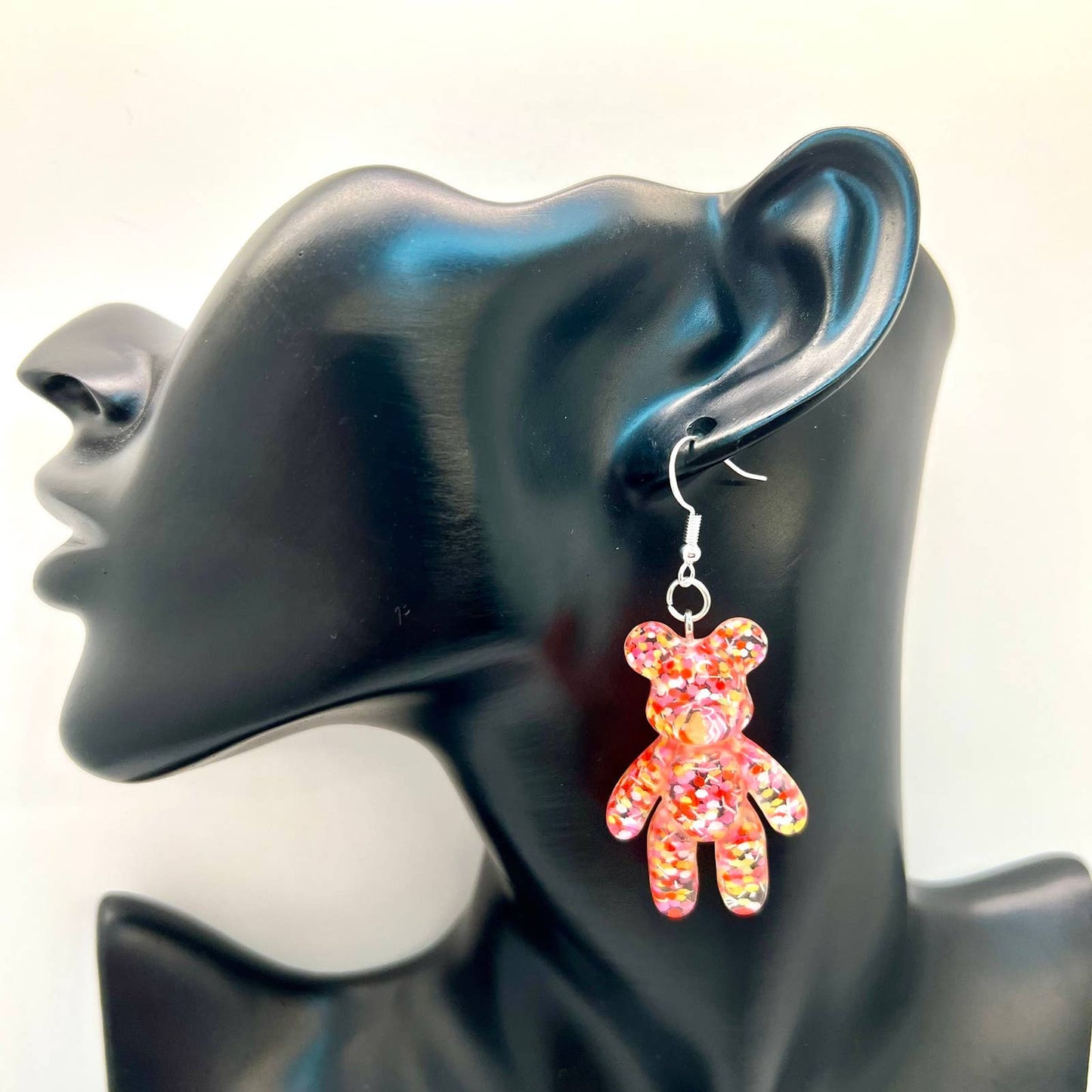 Large Glitter Bear Earrings