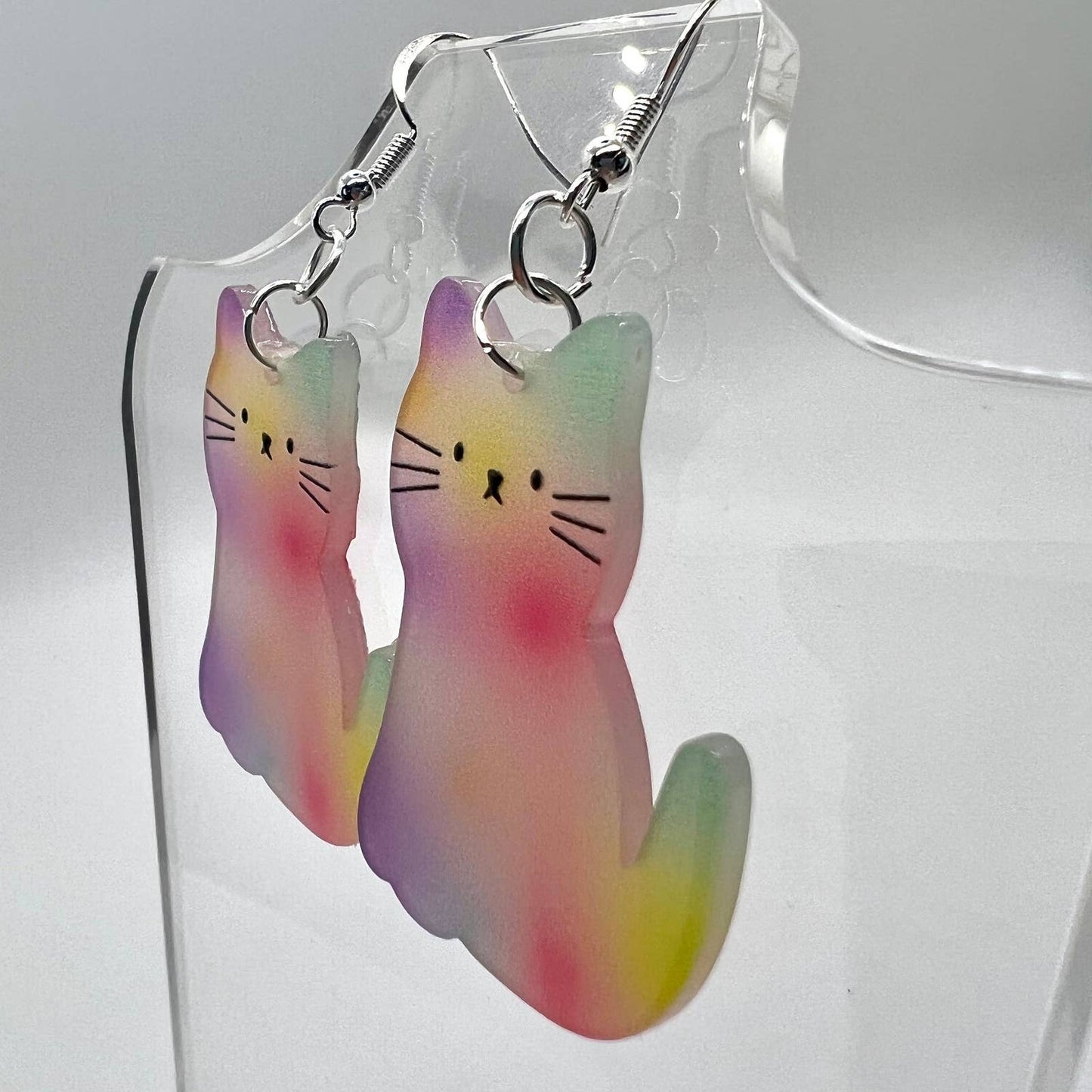 Tye Dye Kitty Cat Earrings