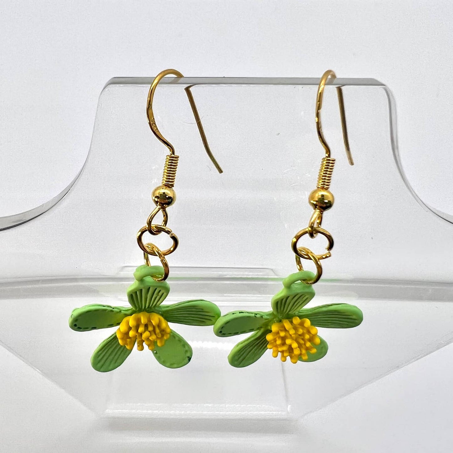 Green Flower Earrings