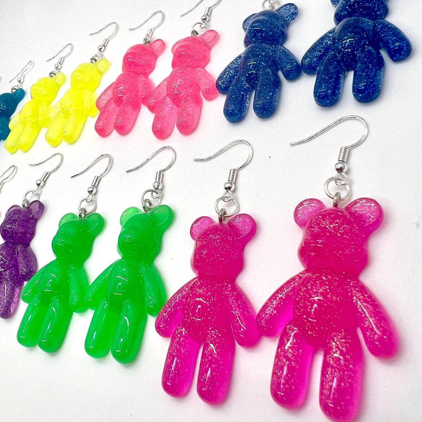 Large Glitter Bear Earrings