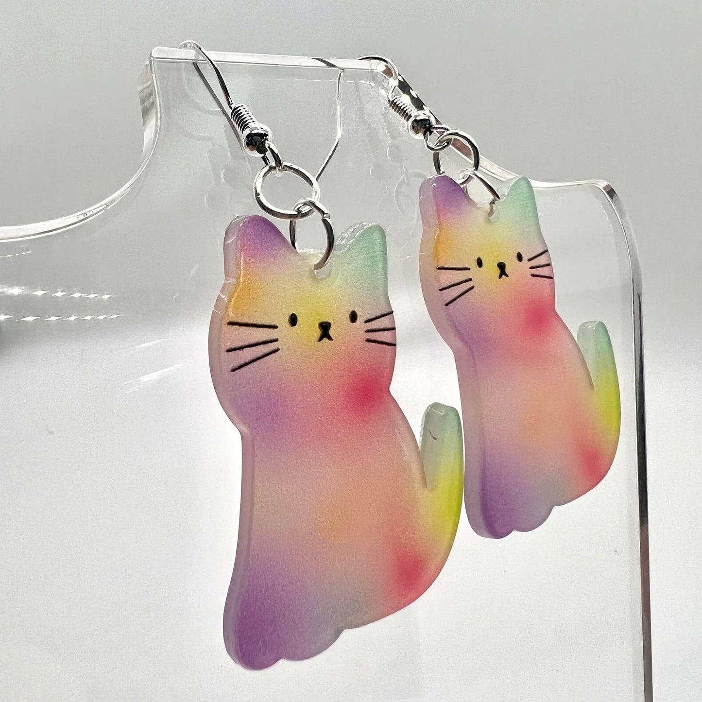 Tye Dye Kitty Cat Earrings
