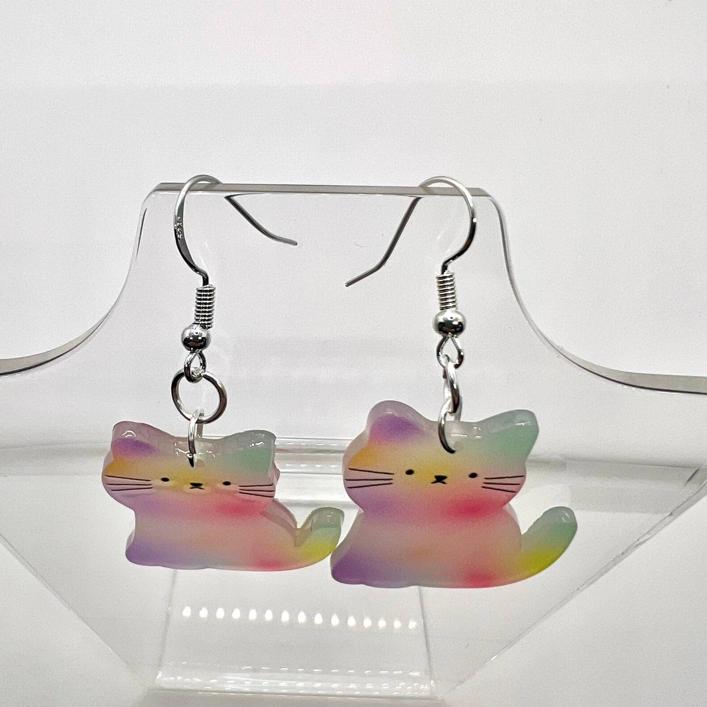 Tye Dye Kitty Cat Earrings