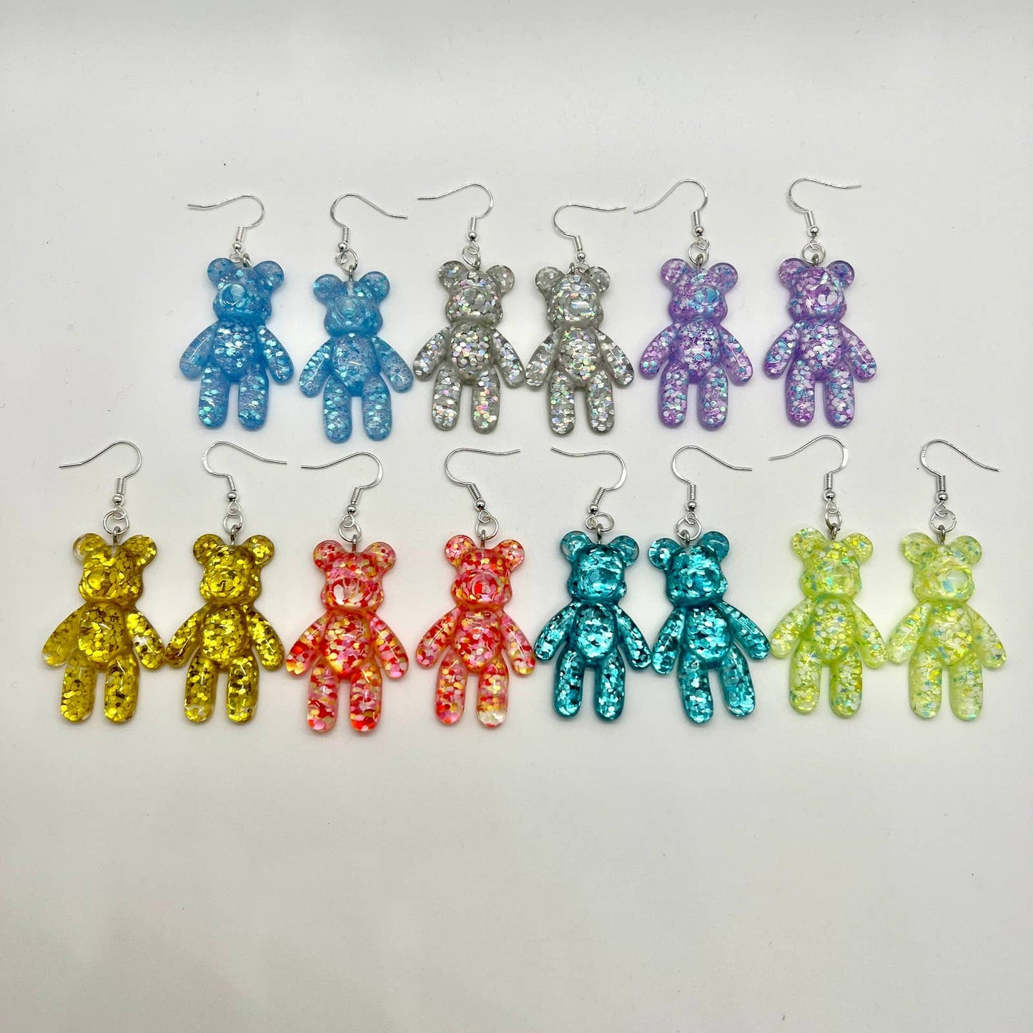 Large Glitter Bear Earrings