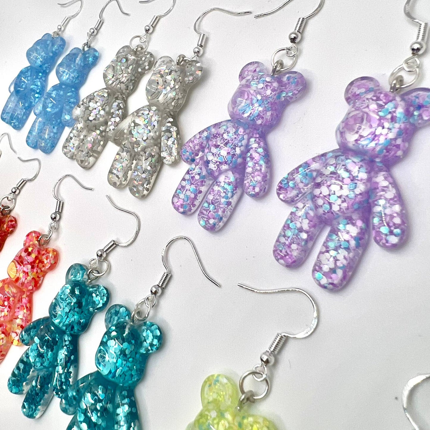 Large Glitter Bear Earrings