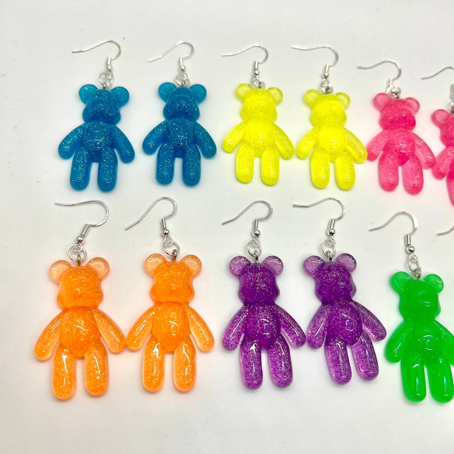 Large Glitter Bear Earrings