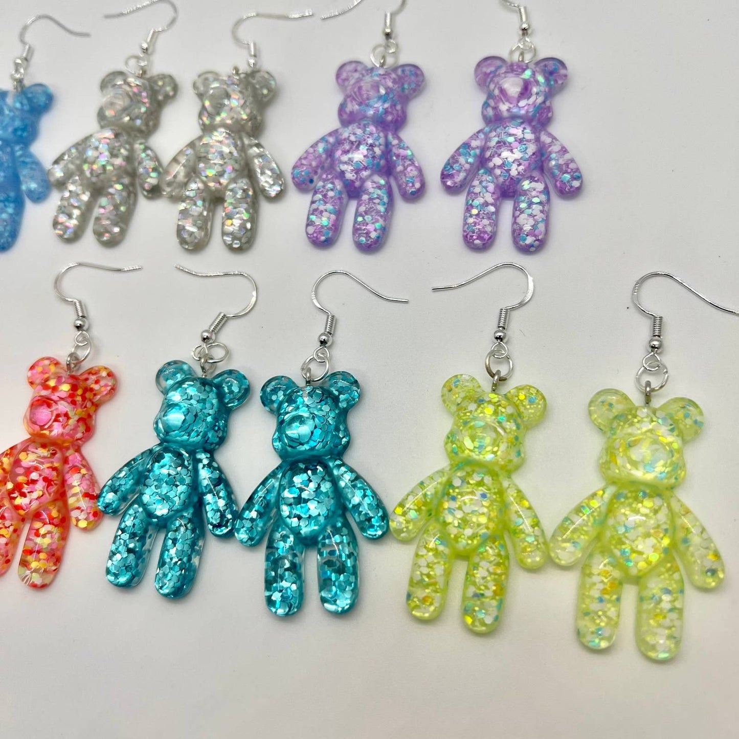 Large Glitter Bear Earrings