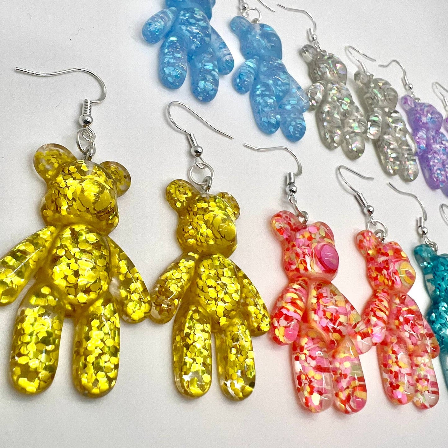 Large Glitter Bear Earrings