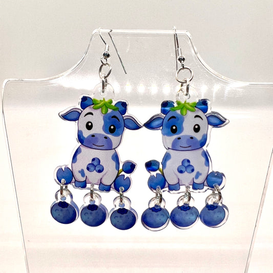 Blueberry Cow Earrings
