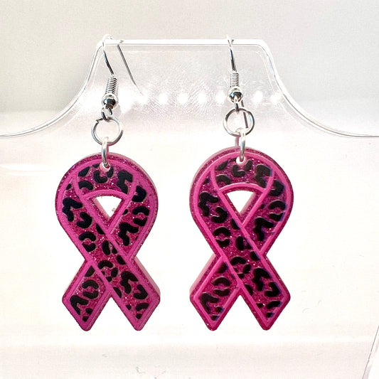 Breast Cancer Awareness Ribbon Earrings