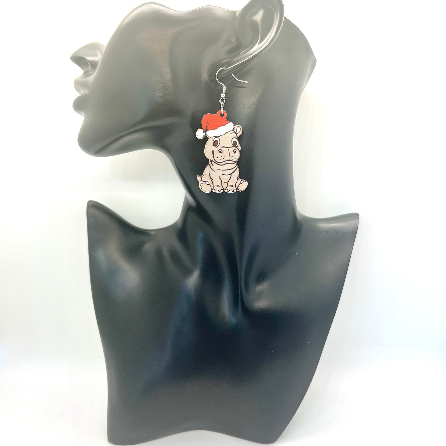 Christmas Hippo Earrings