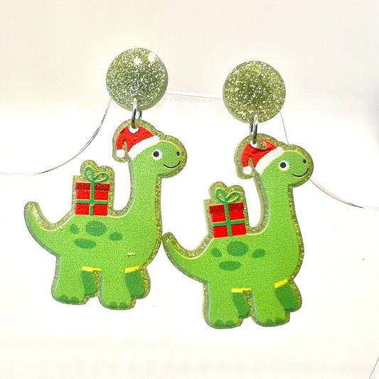 Christmas Dino Earrings