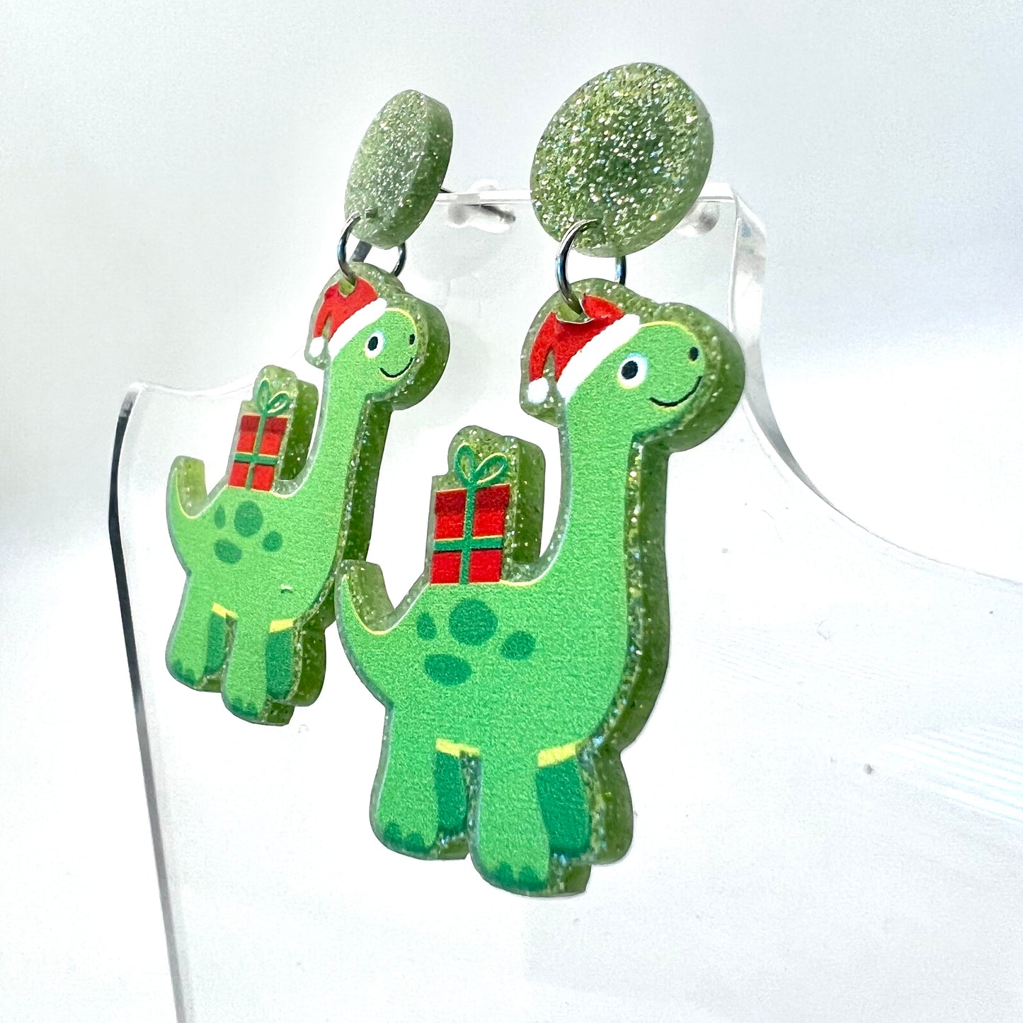 Christmas Dino Earrings