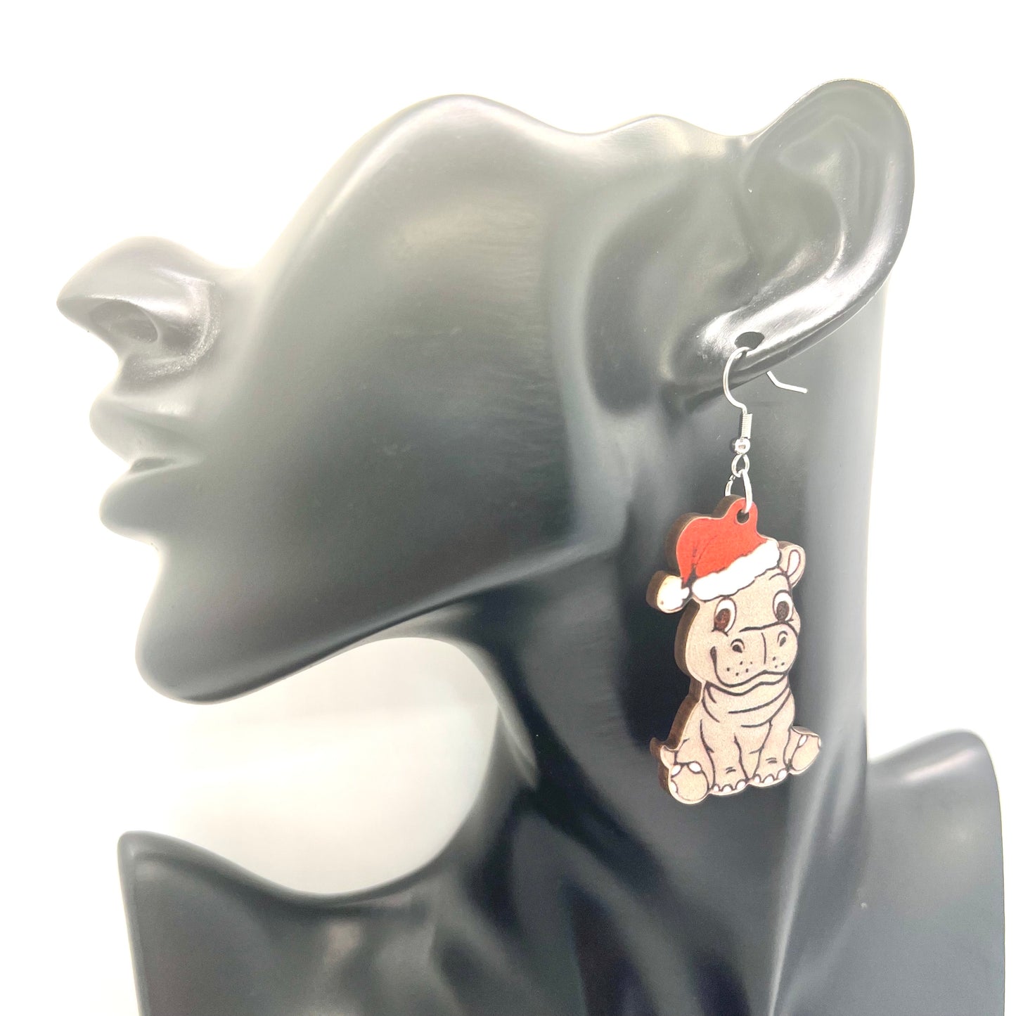 Christmas Hippo Earrings