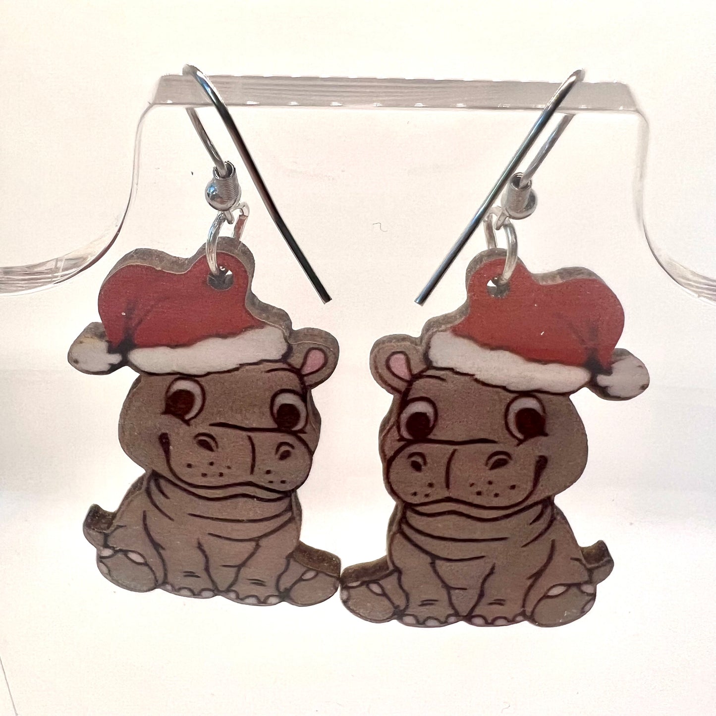 Christmas Hippo Earrings