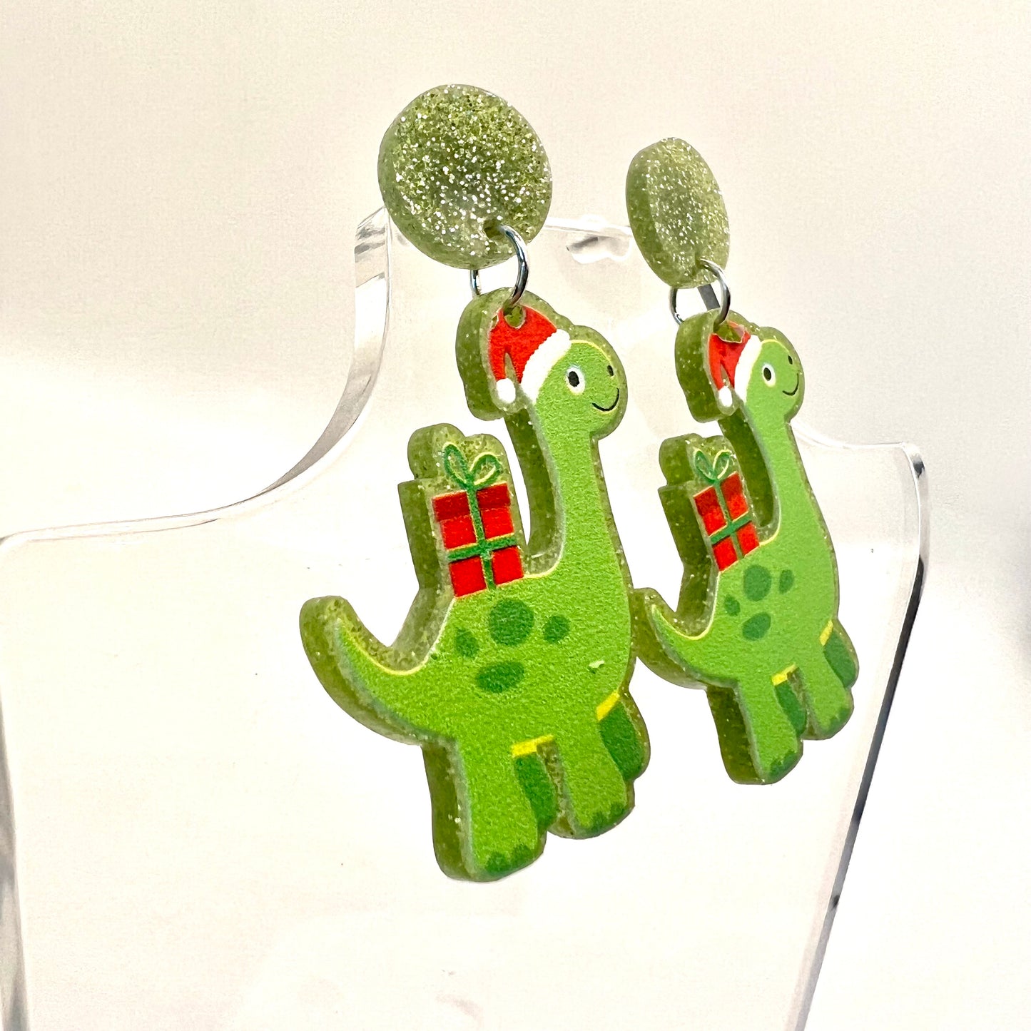 Christmas Dino Earrings