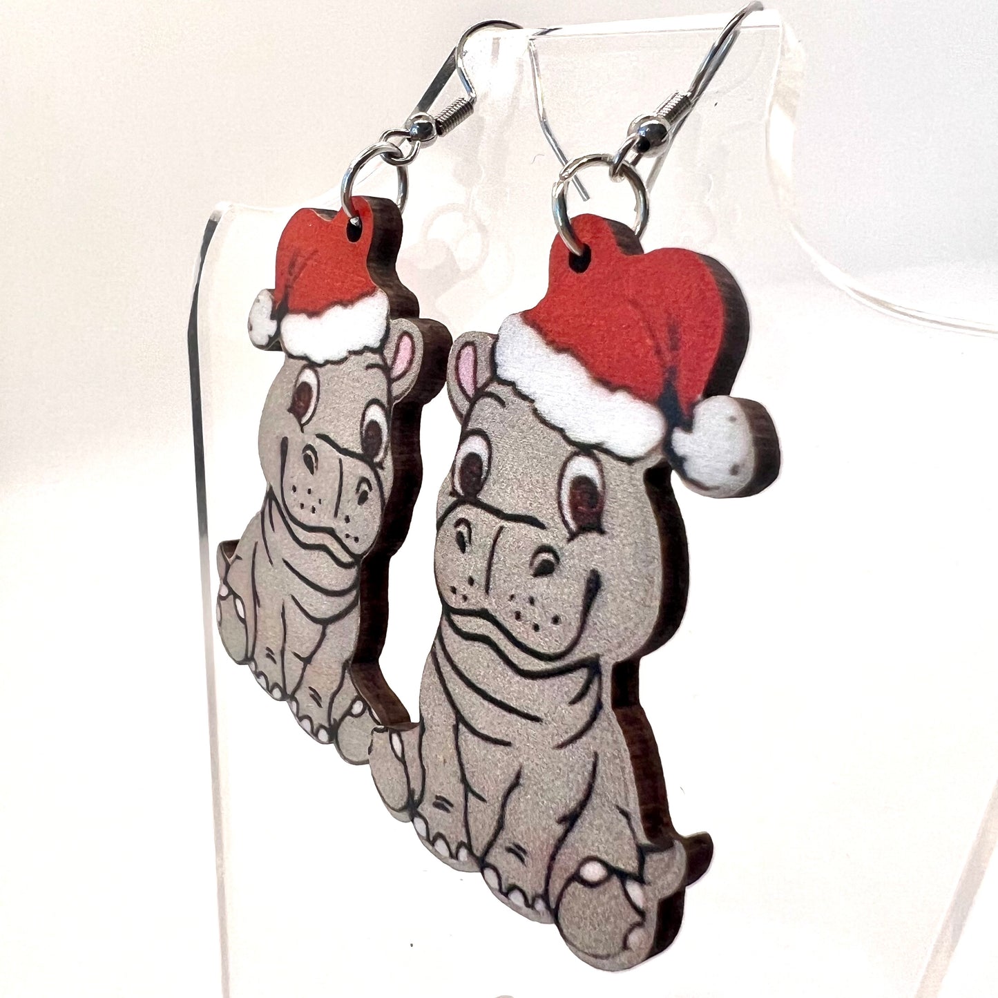 Christmas Hippo Earrings