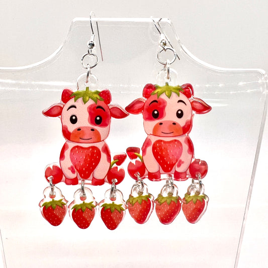 Strawberry Cow Earrings