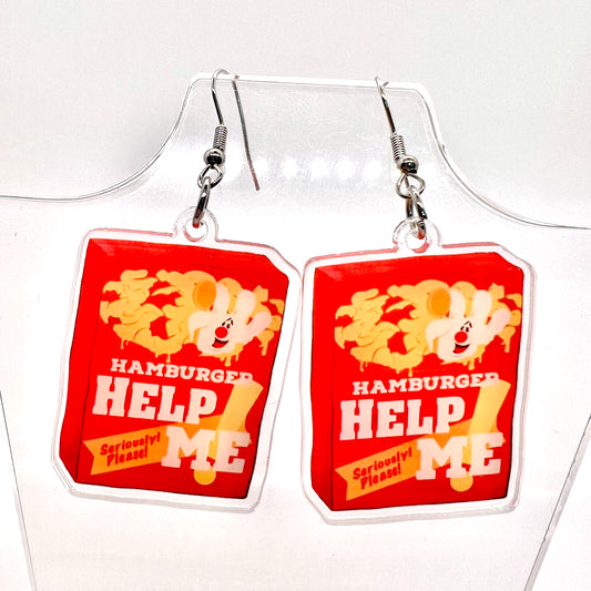Hamburger “Help Me” Earrings