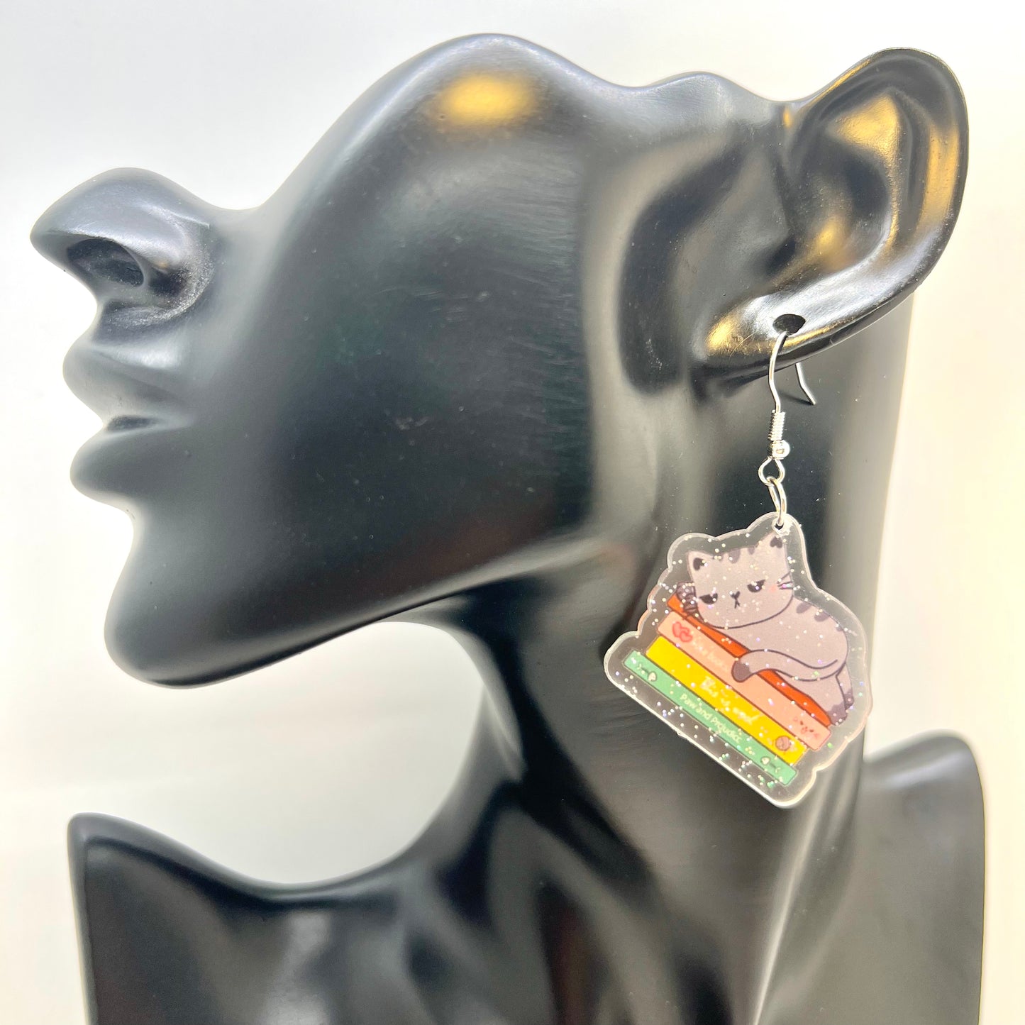 Book Cat Earrings