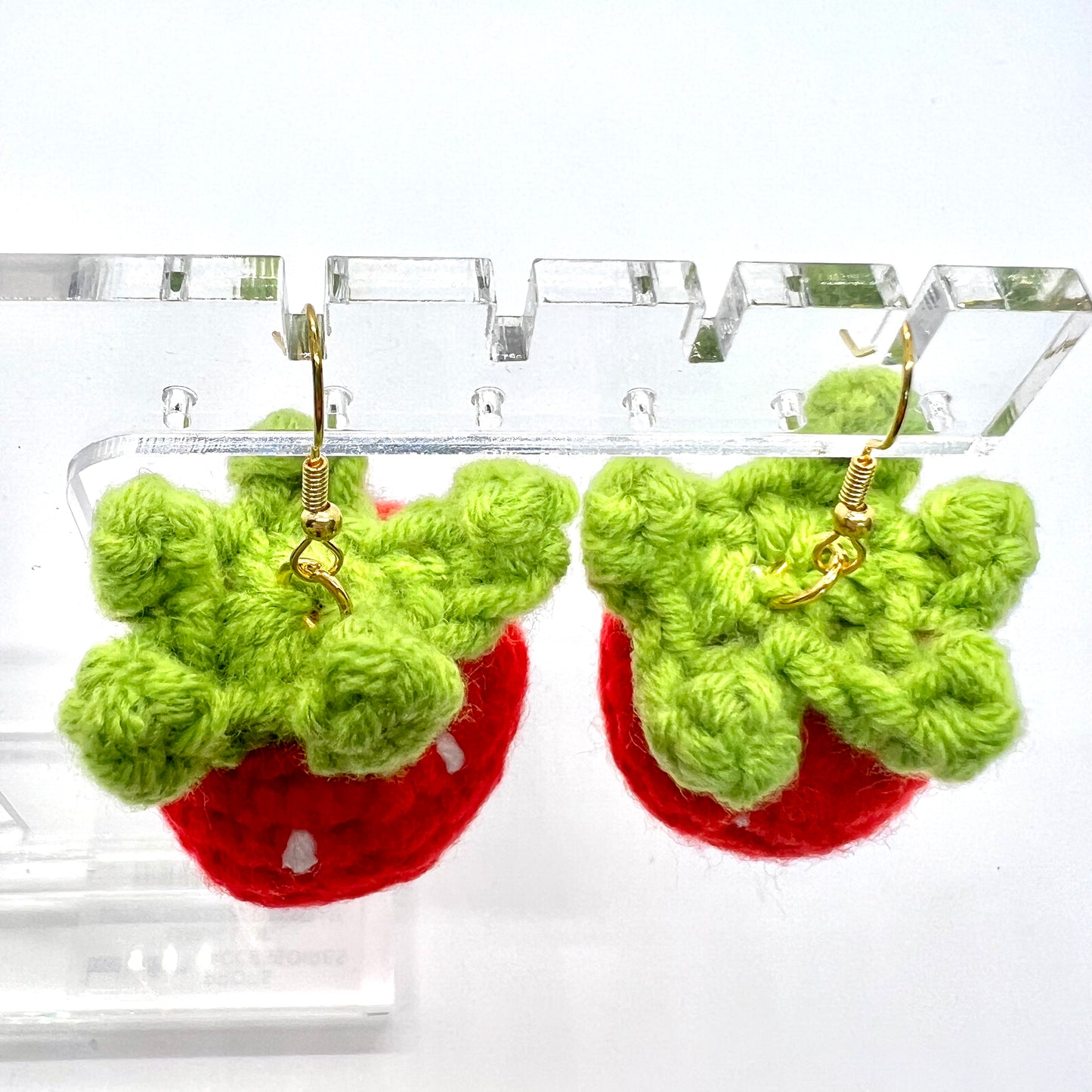 Crochet Strawberry Earrings