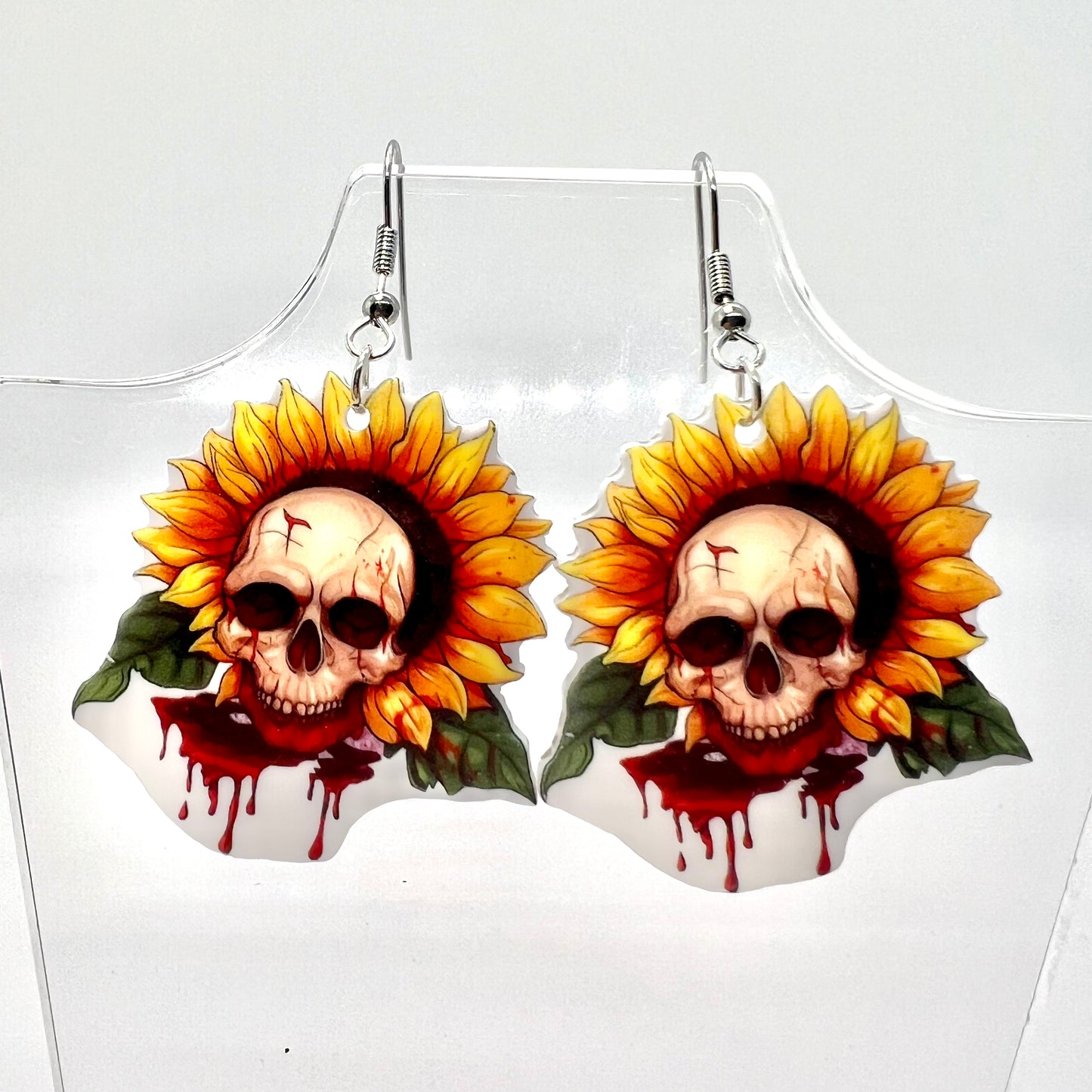Sunflower Skull Earrings