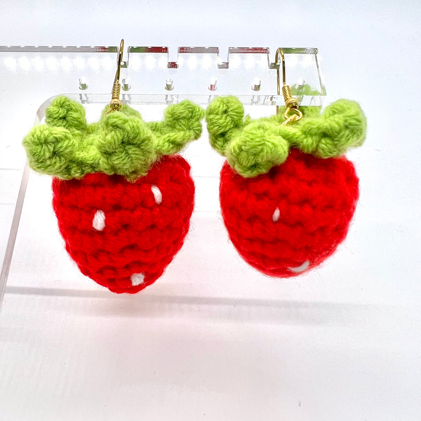 Crochet Strawberry Earrings