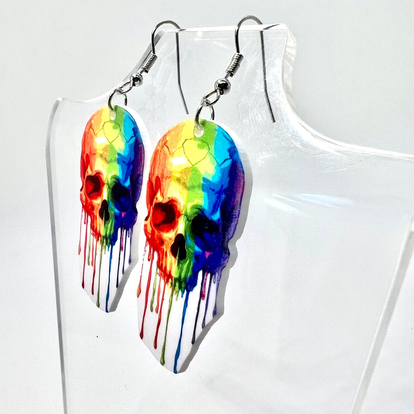 Rainbow Skull Earrings