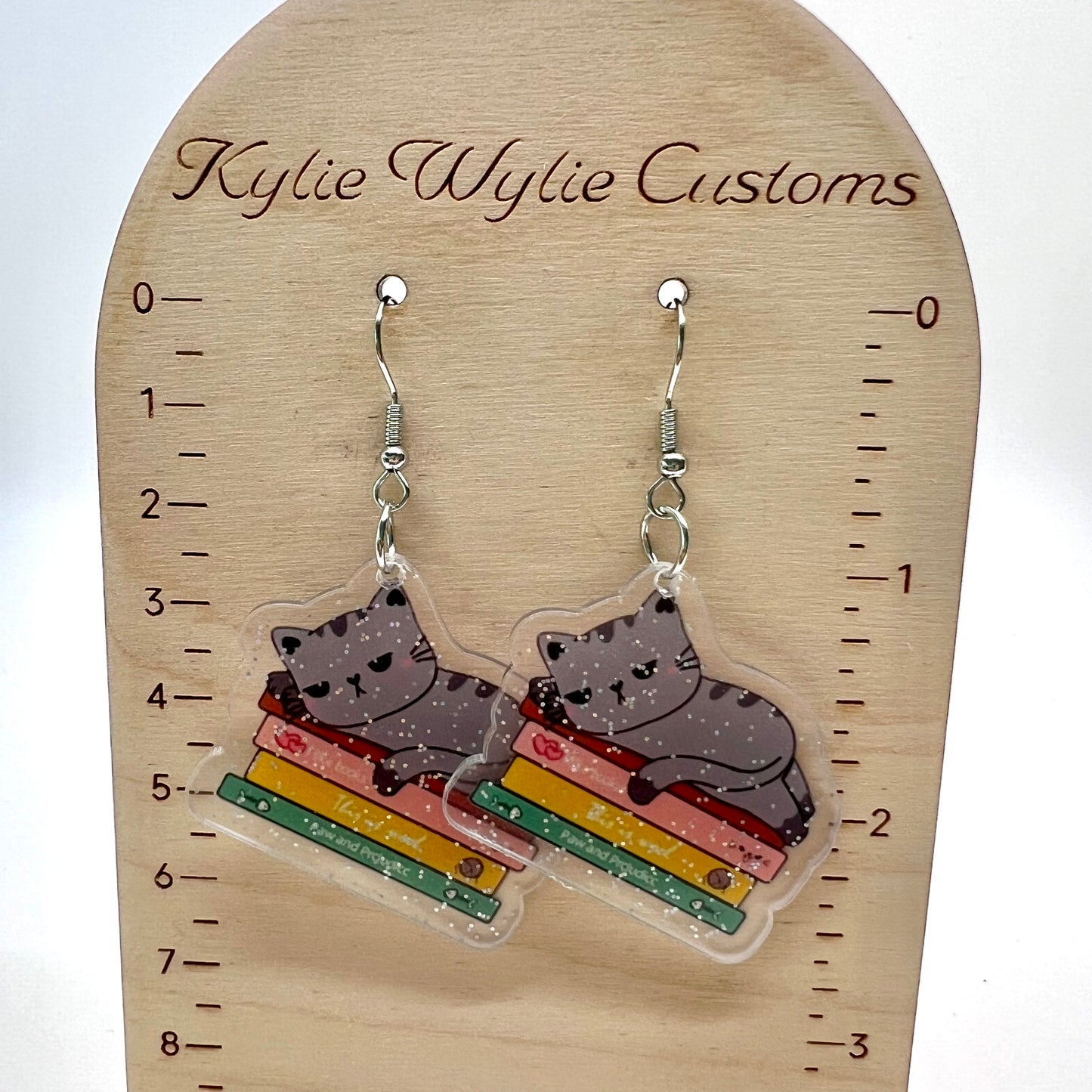 Book Cat Earrings