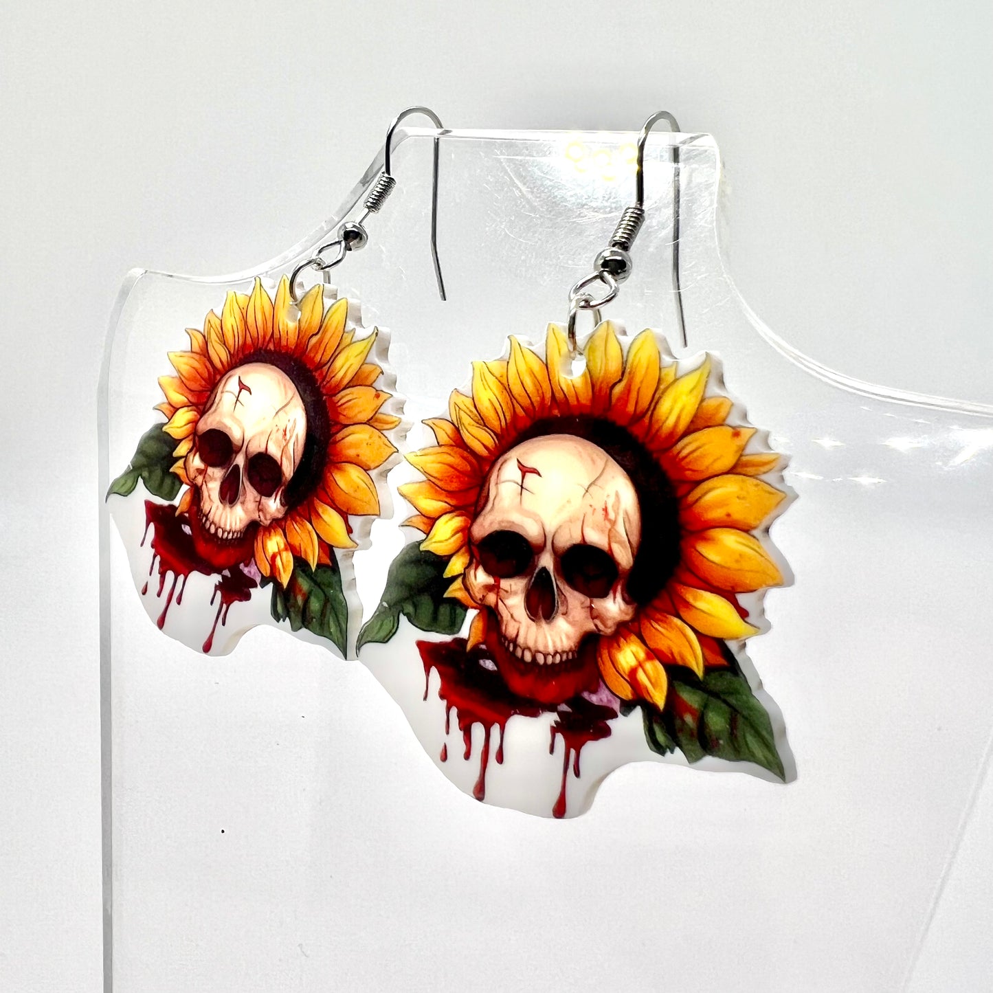 Sunflower Skull Earrings