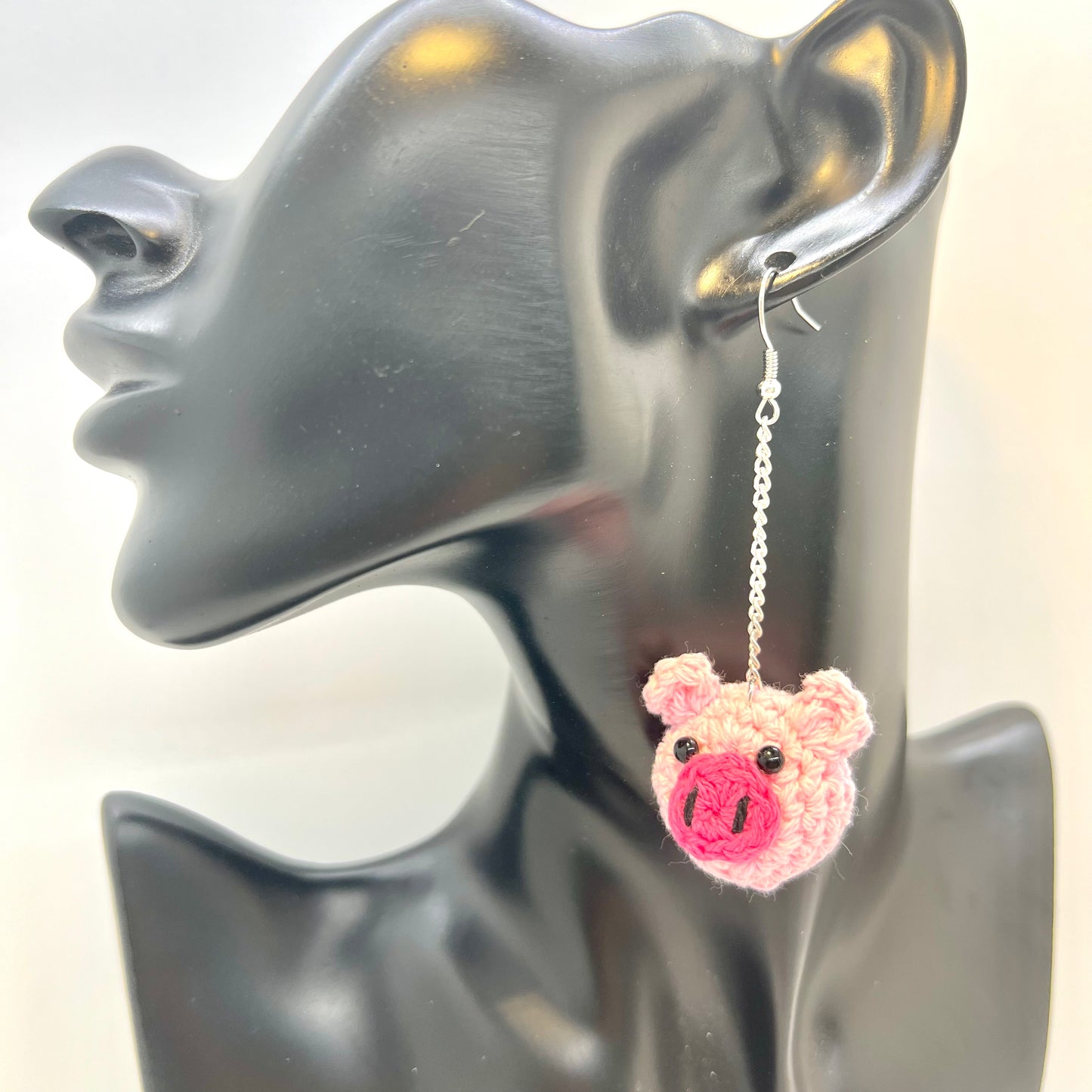 Crochet Pig Earrings