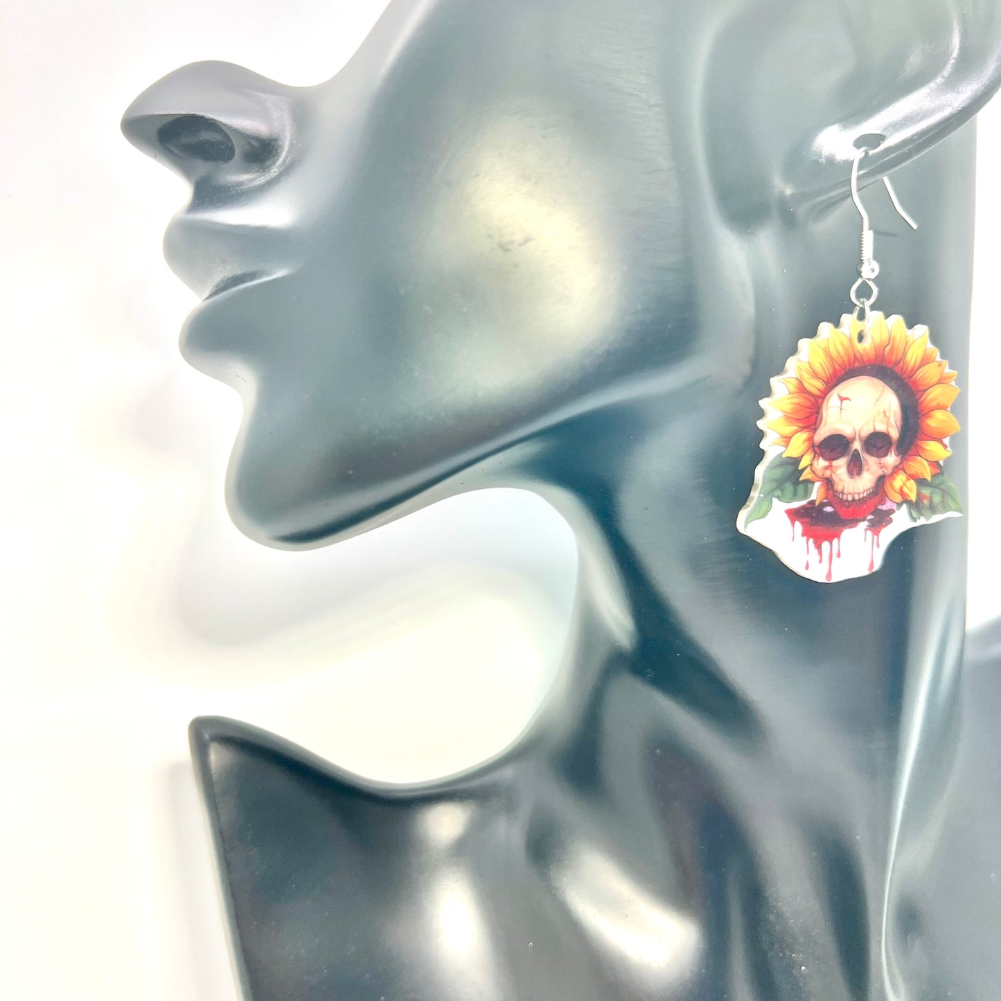 Sunflower Skull Earrings
