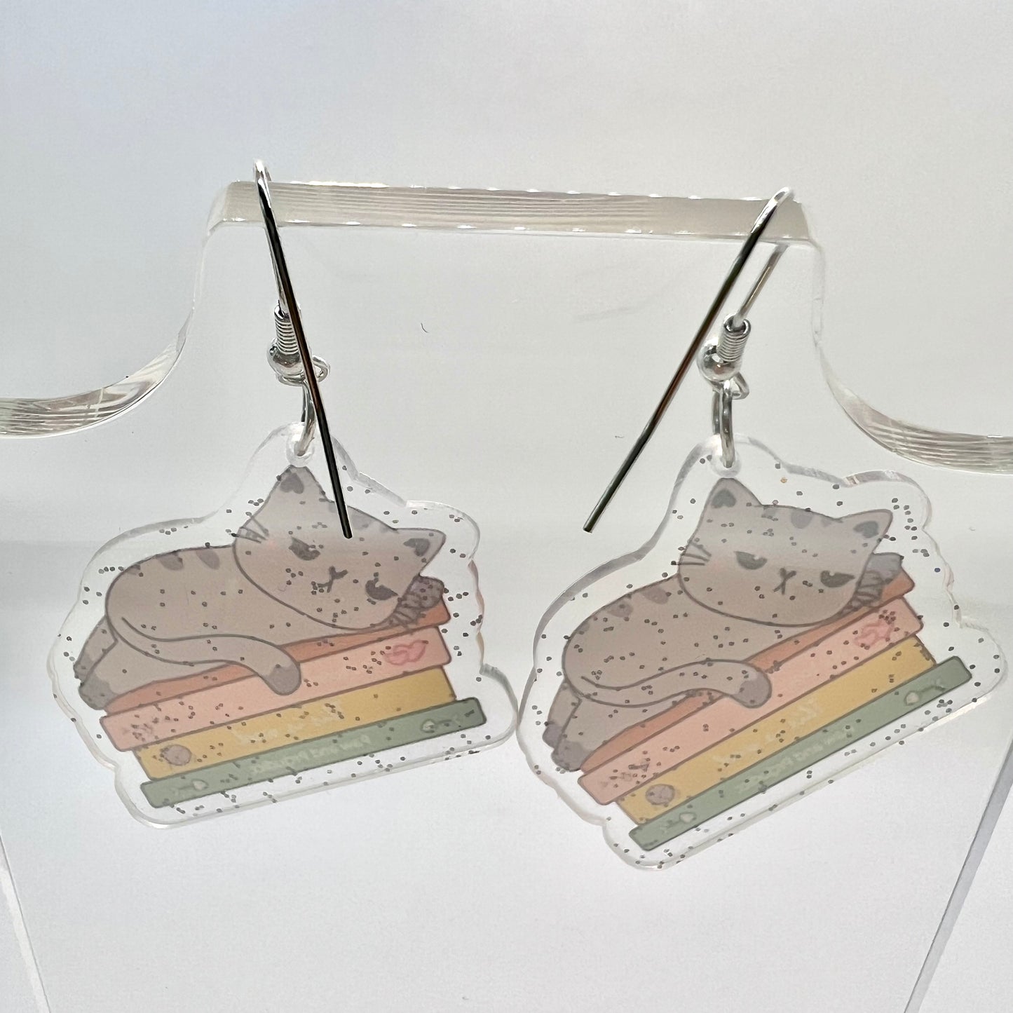 Book Cat Earrings