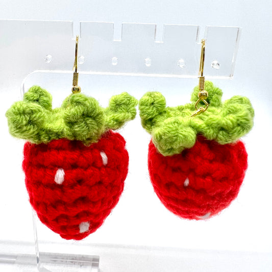 Crochet Strawberry Earrings