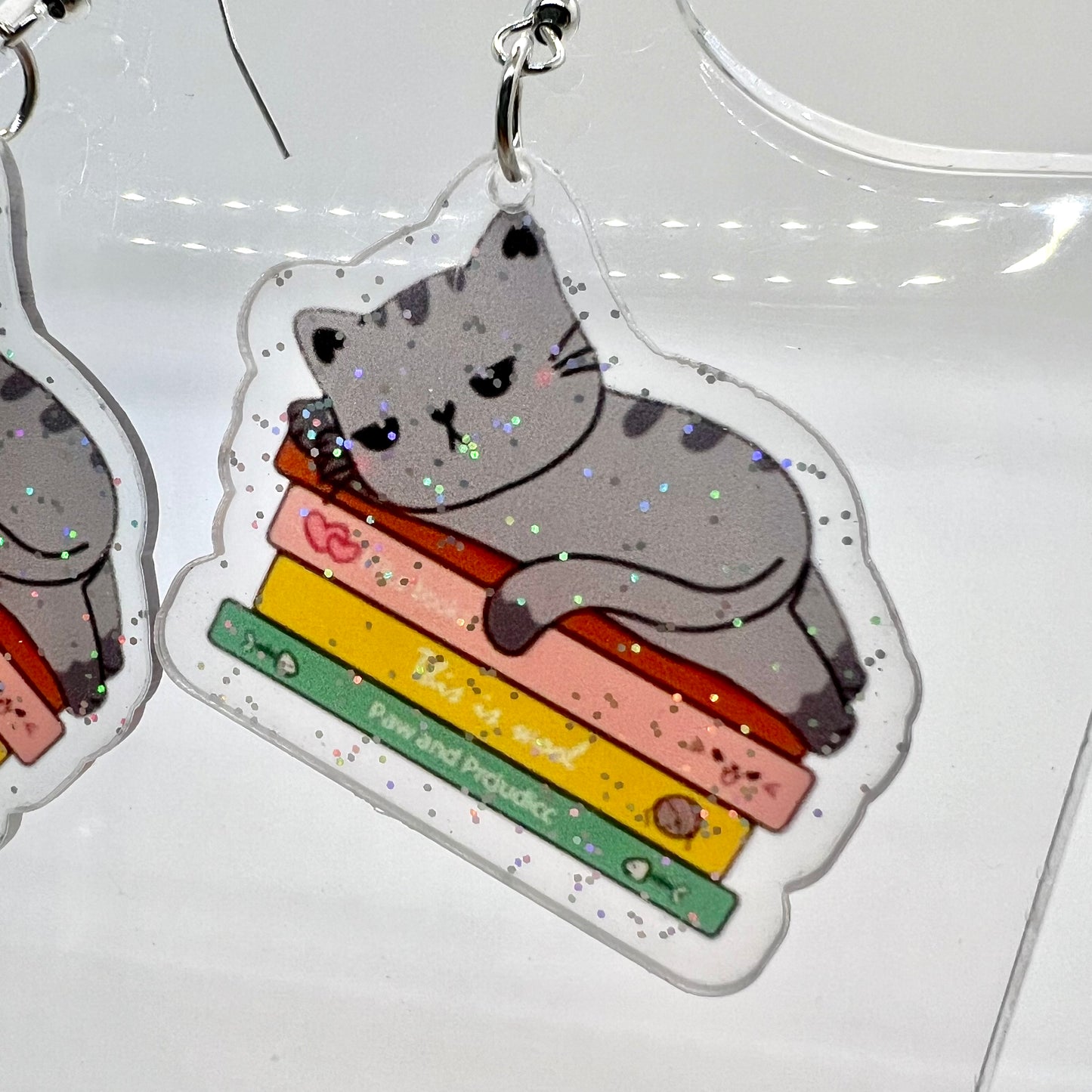 Book Cat Earrings