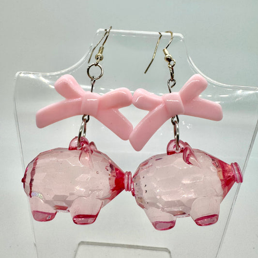 Pig and Bow Earrings