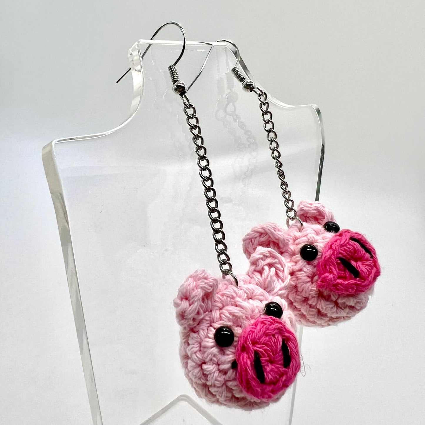 Crochet Pig Earrings