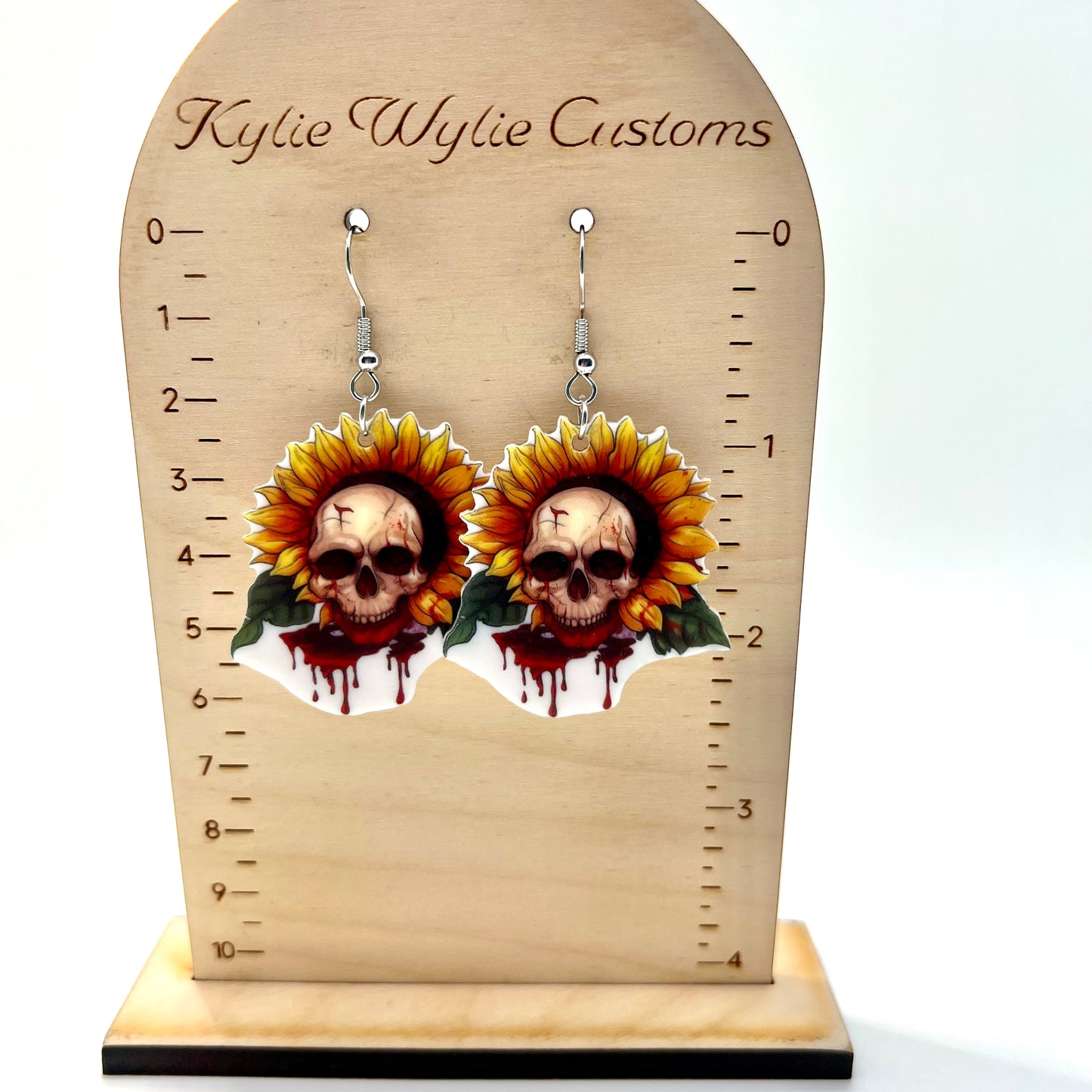 Sunflower Skull Earrings
