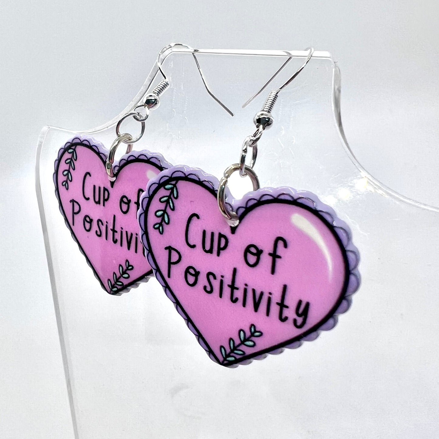 Cup Of Positivity Heart Earrings