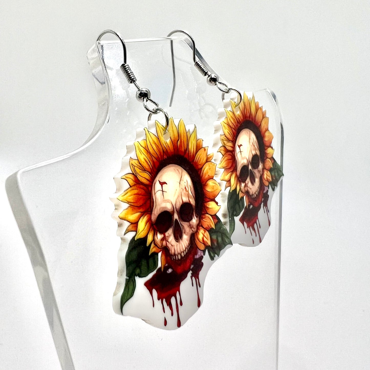 Sunflower Skull Earrings
