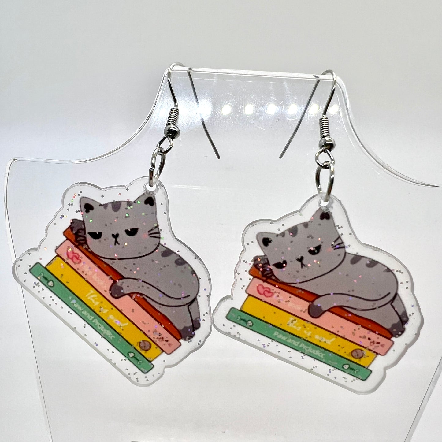 Book Cat Earrings
