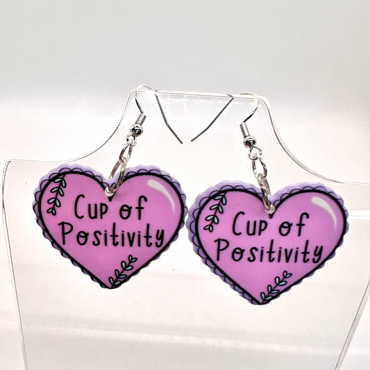 Cup Of Positivity Heart Earrings