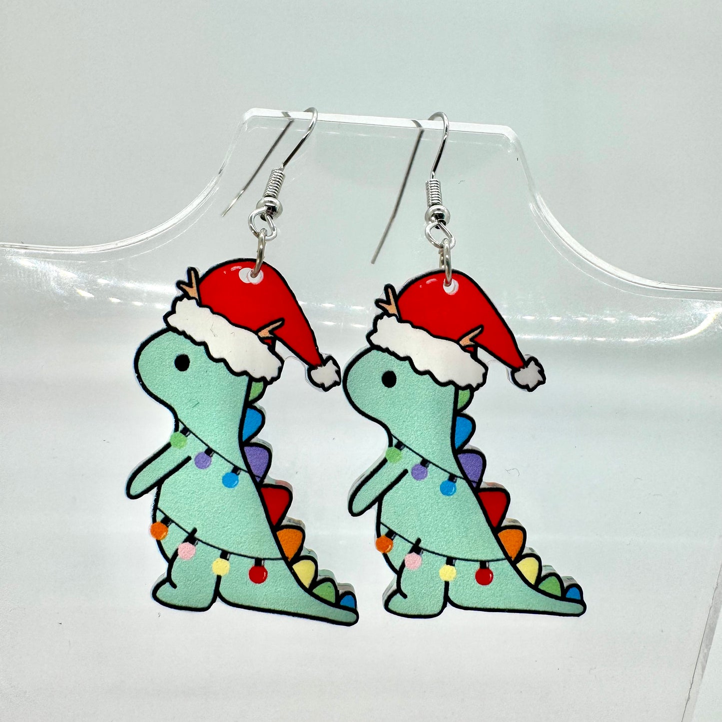 Christmas Dinosaur Earrings