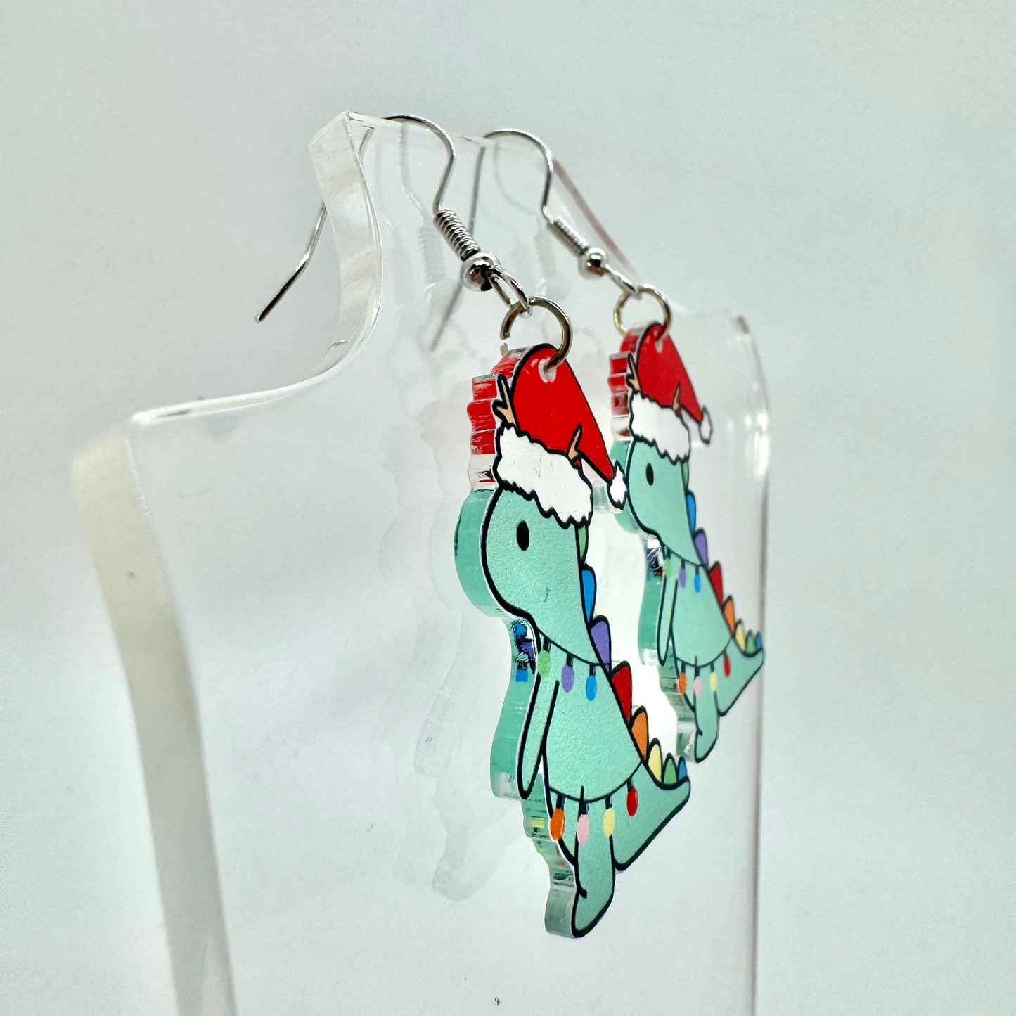 Christmas Dinosaur Earrings