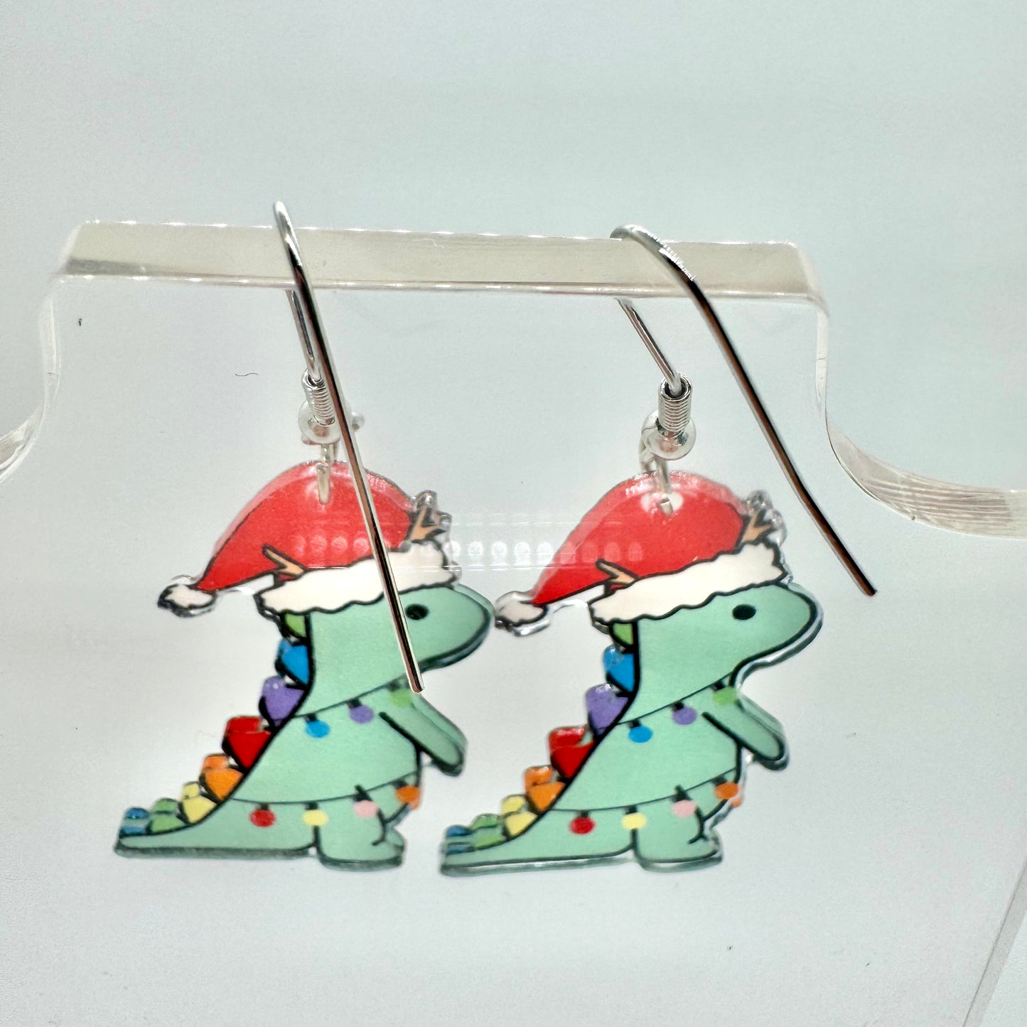 Christmas Dinosaur Earrings