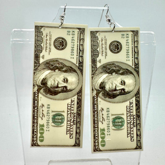 Large Dollar Bill Earrings