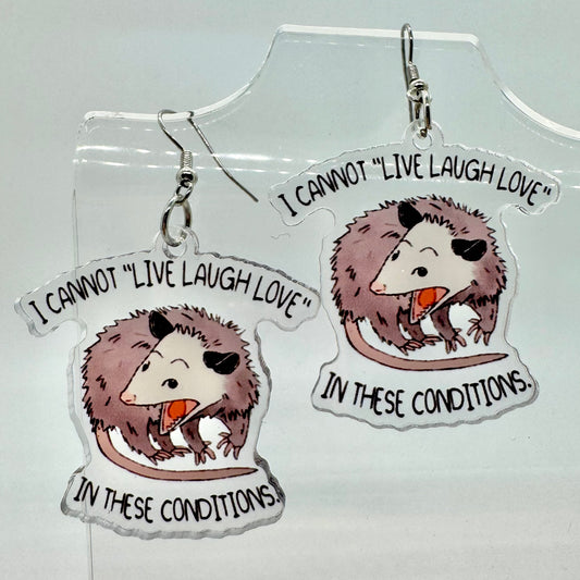 Not In The Mood Possum Earrings