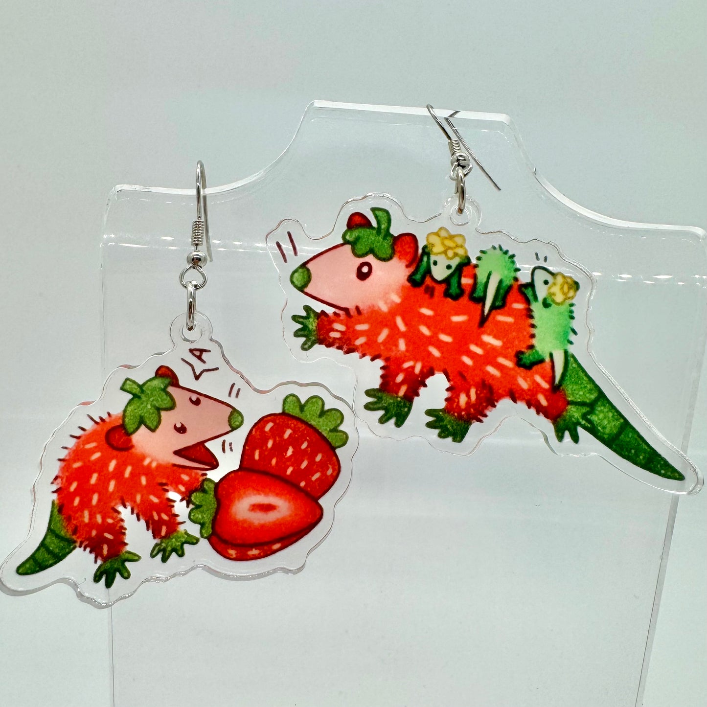 Possum Strawberry Earrings