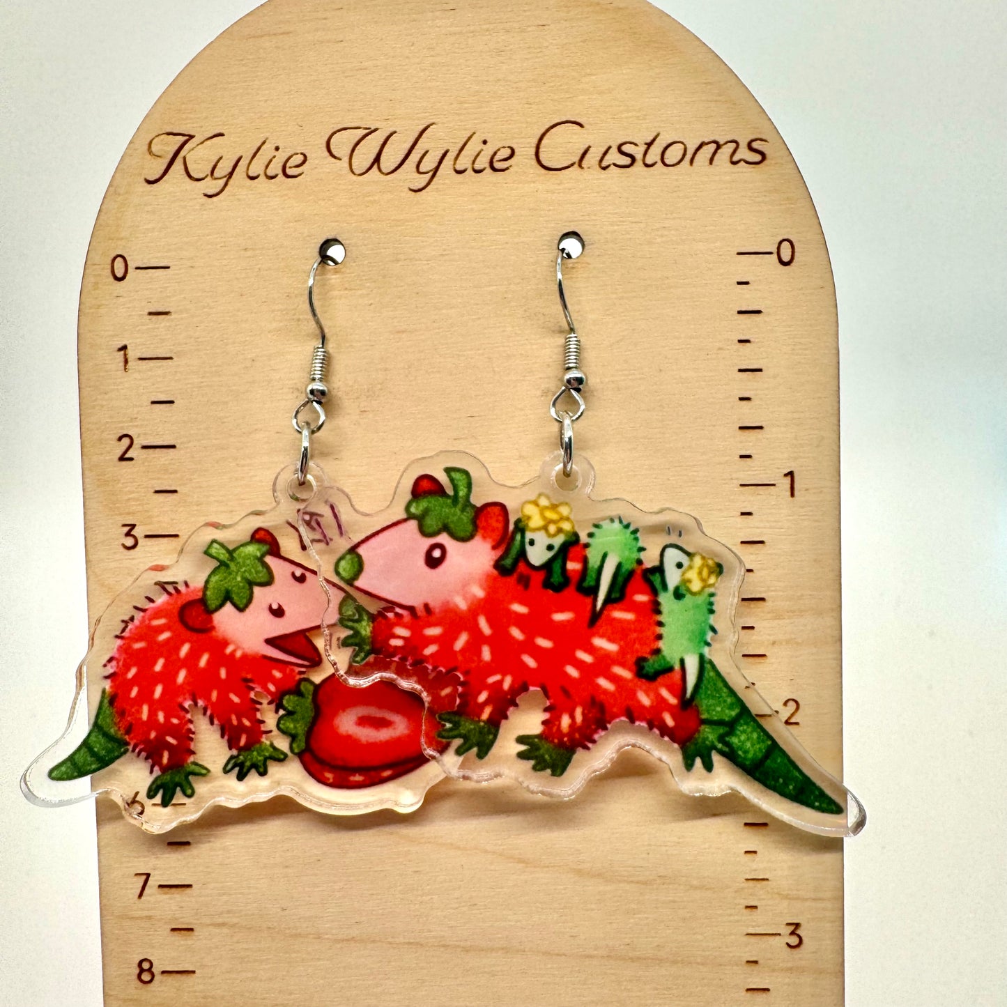 Possum Strawberry Earrings