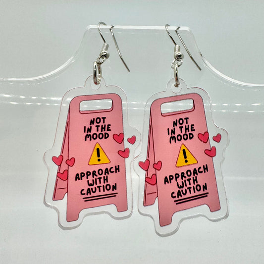Approach With Caution Sign Earrings