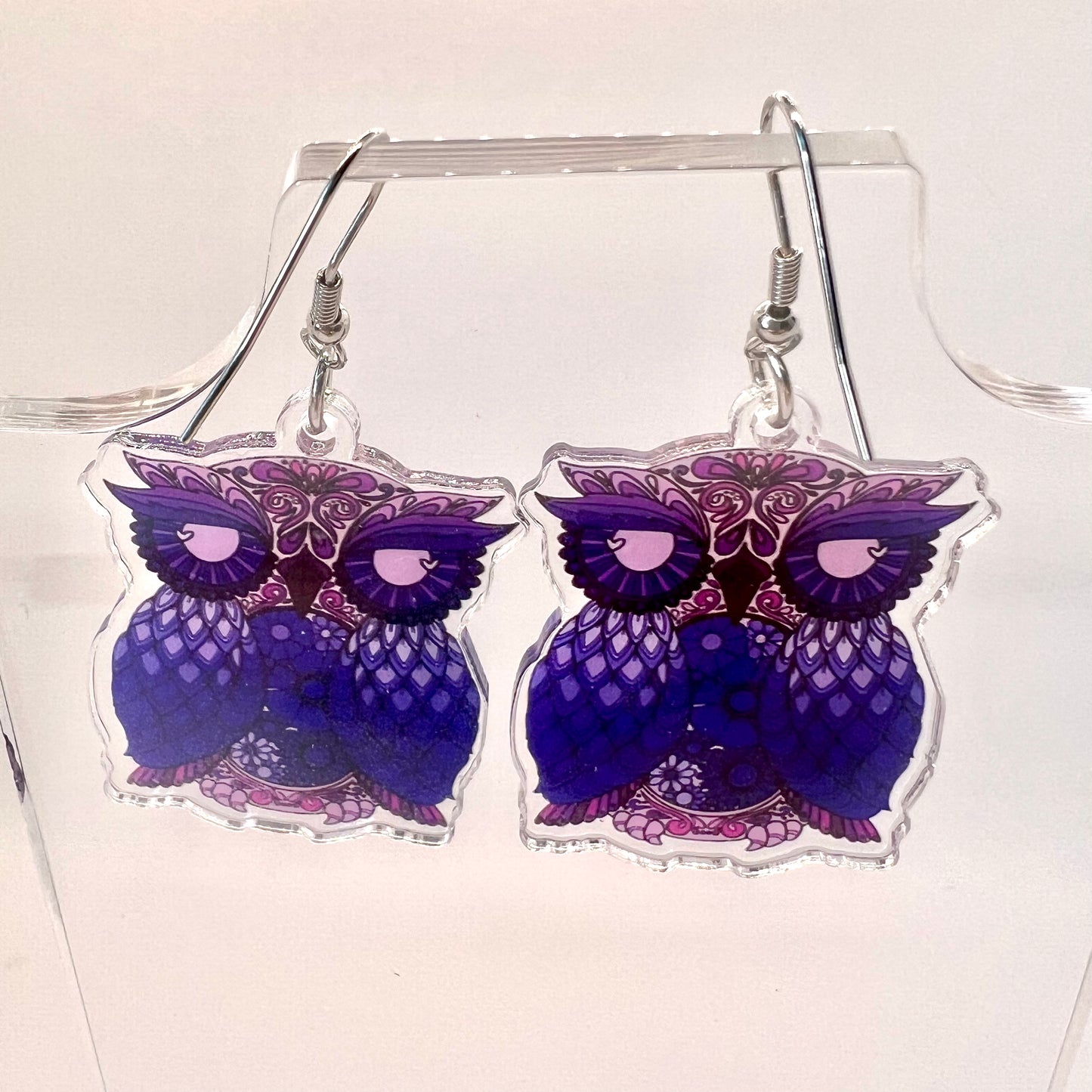 Purple Owl Earrings